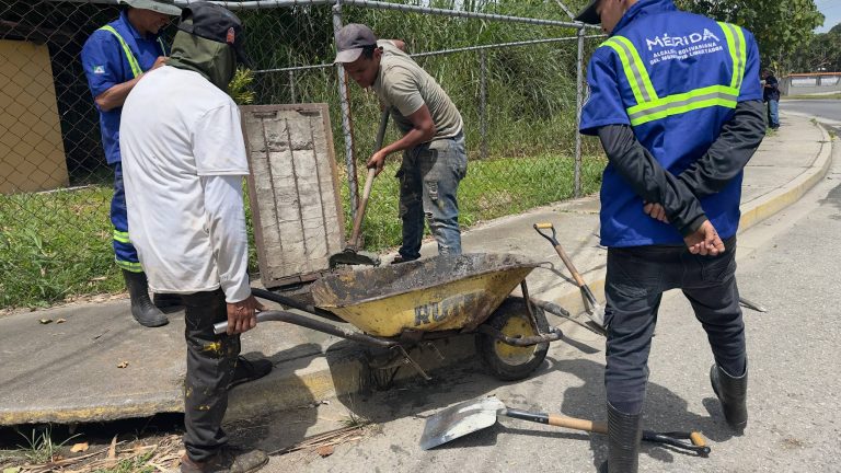 Cuadrillas municipales rehabilitan drenajes y tuberías en la avenida Los Próceres de Mérida